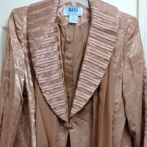 Suit By Mark 3 piece Brown Dress Suit (Jacket Skirt Blouse) with scarf